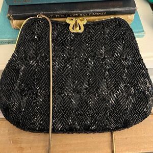 Carolyne Barton Night Beaded Gold accent strap and closure occasion evening Bag.
